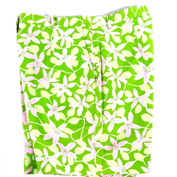Lilly Pulitzer Pink & Green Lily Print Shorts Size 10 - Picture 4 of 10